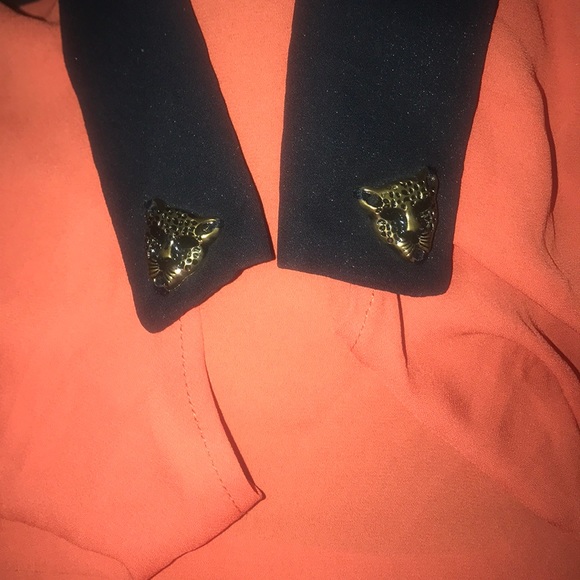 Vibrant Orange and Black Open Front Leopard cardigan - Picture 3 of 3